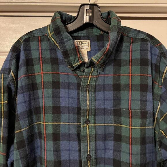 Ll Bean Vintage Plaid Flannel Button Down Shirt xxl Tall - Picture 6 of 7
